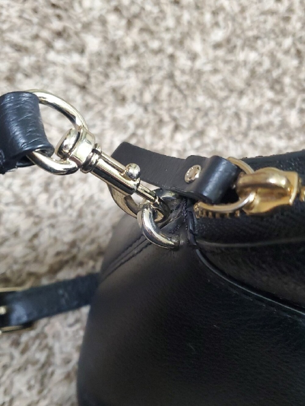 kate spade black leather satchel with gold-tone logo - Picture 3 of 16